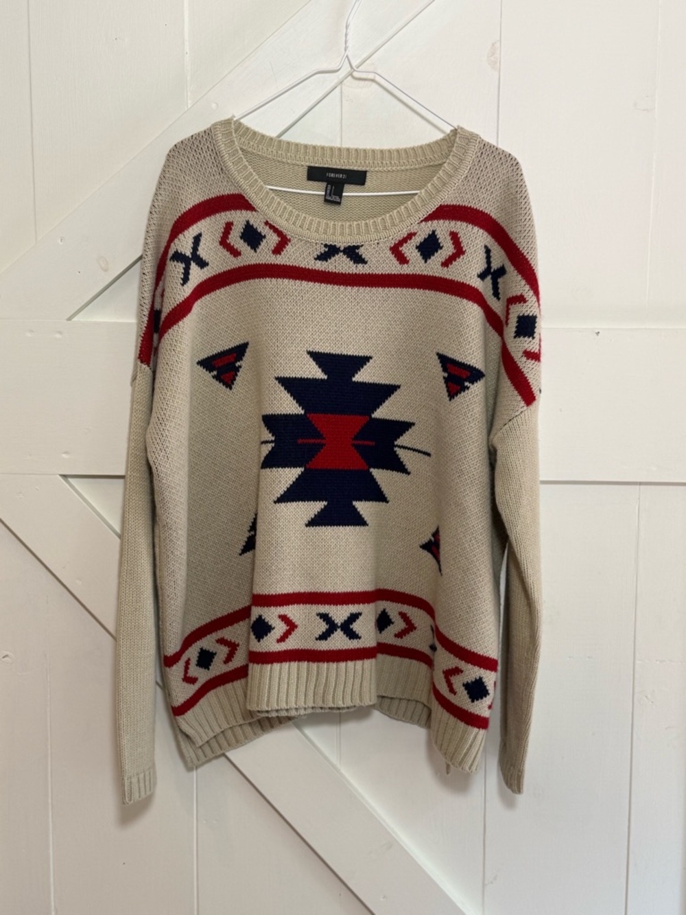 Forever 21 Southwestern Aztec Geometric Knit Sweater – Large